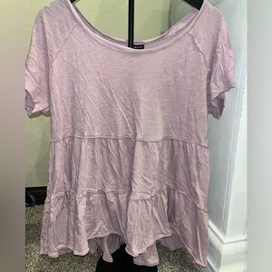 Babydoll Slub Scoop Neck Tiered Top Mauve Size 2 (2x)